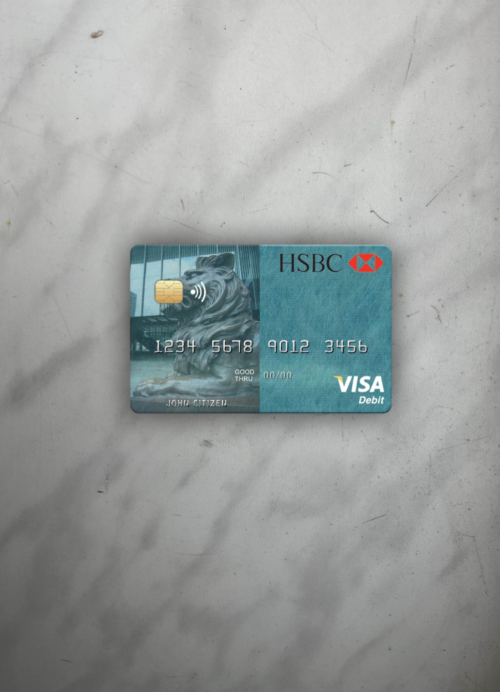 Download Mauritius HSBC Bank visa debit card photolook front Photoshop template